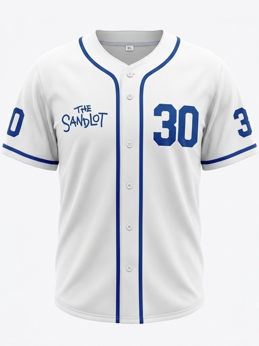 The Sandlot Benny "The Jet" Rodriguez #30 Baseball Jersey‎ White Blue XL